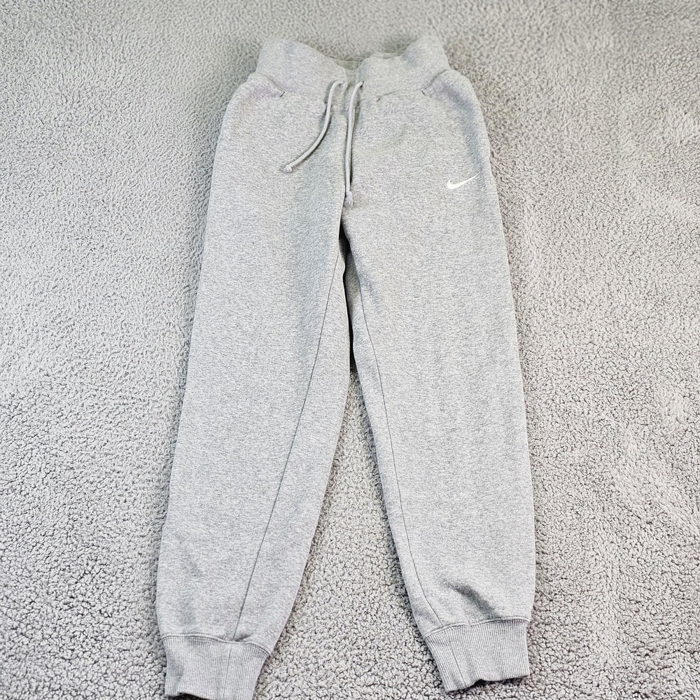 Nike Sweatpants Womens XS Gray Swoosh Fleece Joggers Elastic Cuff DQ5688-063